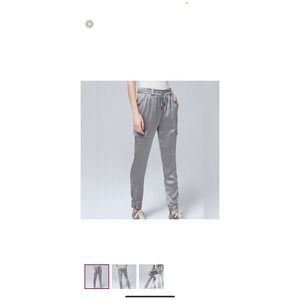 White House Black Market Grey Satin Joggers 6L NWT Women's
